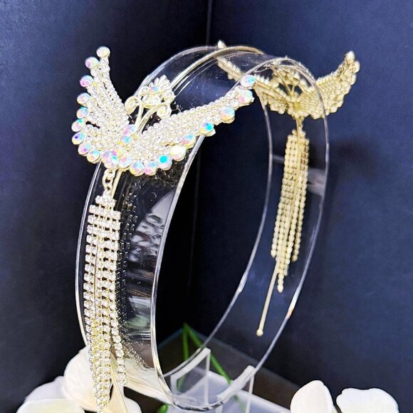 Angel Wings Headband, Hair Accessories for Girls, Goddess Headdress, Gold Crown - Picture 1 of 7